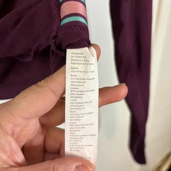 Fabletics Size Large Eco-Conscious Front Twist Long-Sleeve Purple Workout Top - Picture 11 of 11